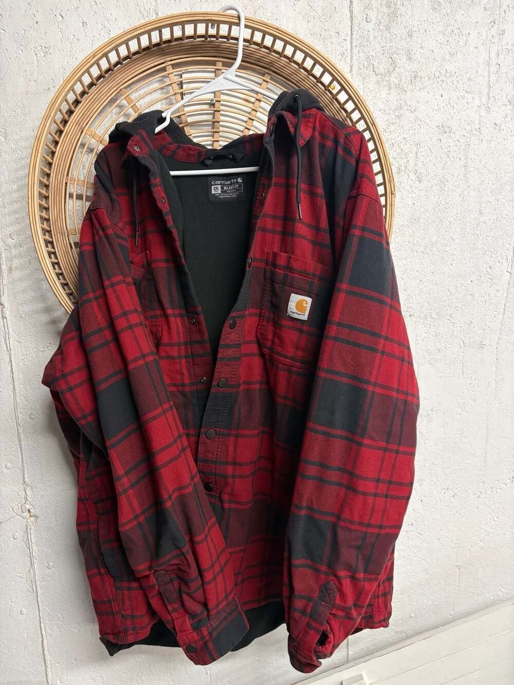 Carhartt Rugged Flex Relaxed Fit Flannel Fleece Lined Hooded Shirt 2xl